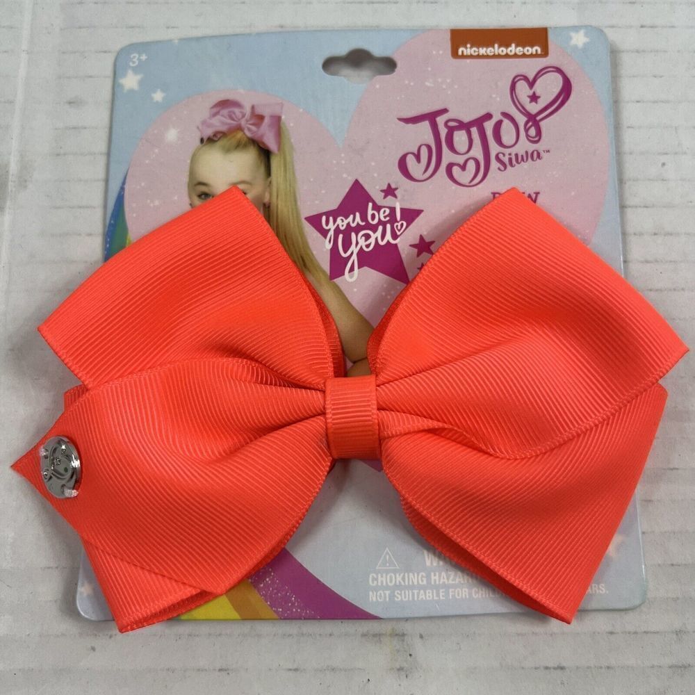 Nickelodeon JoJo Siwa Girls Signature Collection Basic Hair Bow Clip Neon Orange